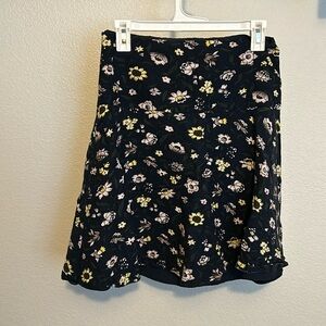 Floral Navy Blue Circle Skirt